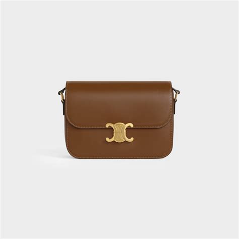 women celine medium triomphe bag in shiny calfskin|Celine.